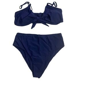 BLOOMING LILY, Women’s Two Piece,‎ Navy Swimsuit,Size XL, bow in front,